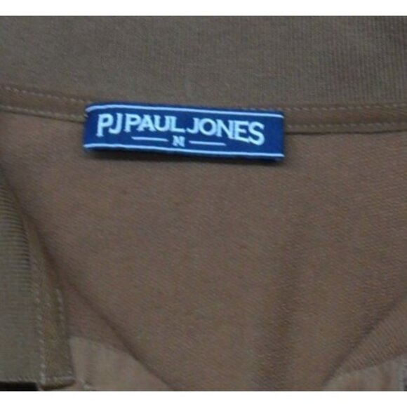 PJ Paul Jones Men's Brown Polo Shirt W/ Light Blue & Dark Brown Stripes Size M - Picture 3 of 7